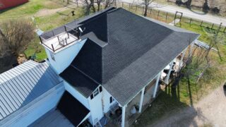 Back left view of the roof with new IKO Dynasty Granite Black shingles
