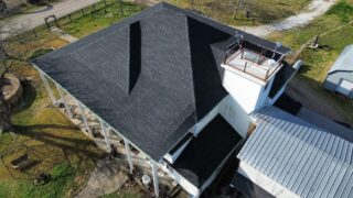Back right view of the roof with new IKO Dynasty Granite Black shingles