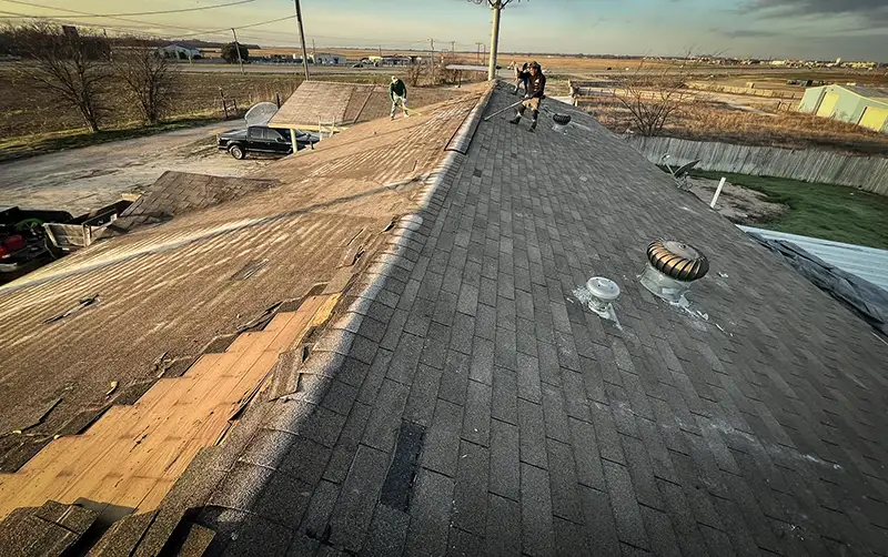 WR Roofing Solutions in the middle of a shingle roofing project.